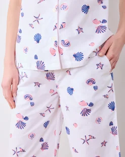 Short Sleeve & Cropped Pant Set in Scattered Shells