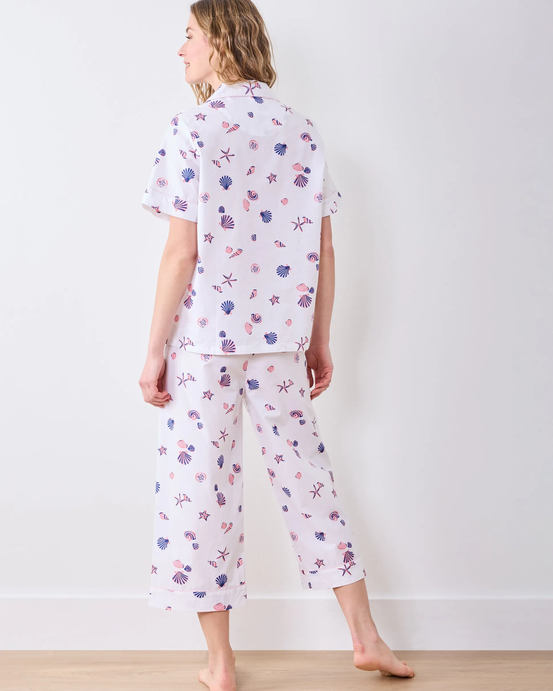 Short Sleeve & Cropped Pant Set in Scattered Shells