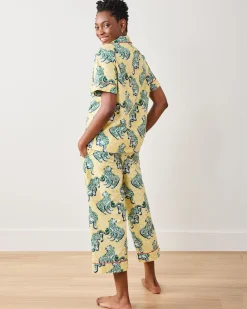 Short Sleeve Top & Cropped Pants Set in Tiger Queen