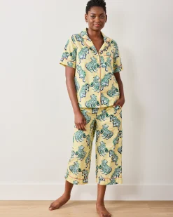 Short Sleeve Top & Cropped Pants Set in Tiger Queen