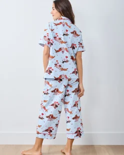 Short Sleeve Top & Cropped Pants Set in Dachshund Date
