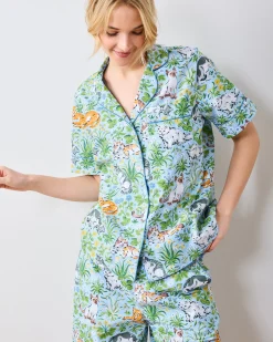 Short Sleeve Top & Cropped Pants Set in Must Love Cats