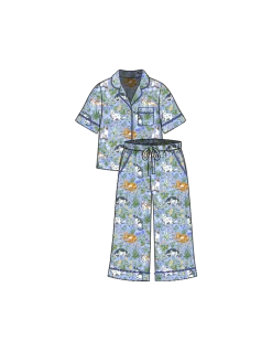 Short Sleeve Top & Cropped Pants Set in Must Love Cats