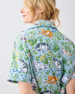 Short Sleeve Top & Cropped Pants Set in Must Love Cats