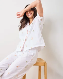 Short Sleeve Top & Cropped Pants Set in Bubbly Brunch