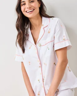 Short Sleeve Top & Cropped Pants Set in Bubbly Brunch