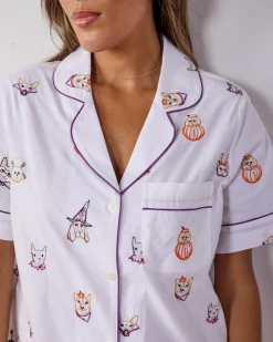 Short Sleeve Top & Cropped Pants Set in Halloween Hounds