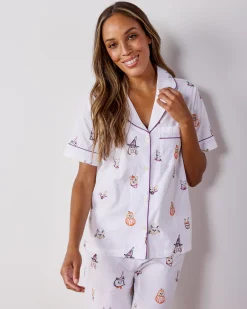 Short Sleeve Top & Cropped Pants Set in Halloween Hounds