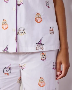 Short Sleeve Top & Cropped Pants Set in Halloween Hounds