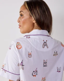 Short Sleeve Top & Cropped Pants Set in Halloween Hounds