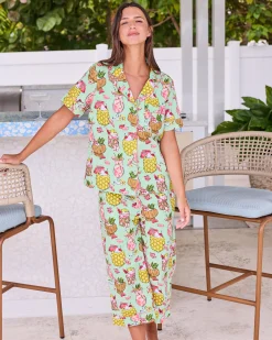 Short Sleeve Top & Cropped Pants Set in Paradise Punch