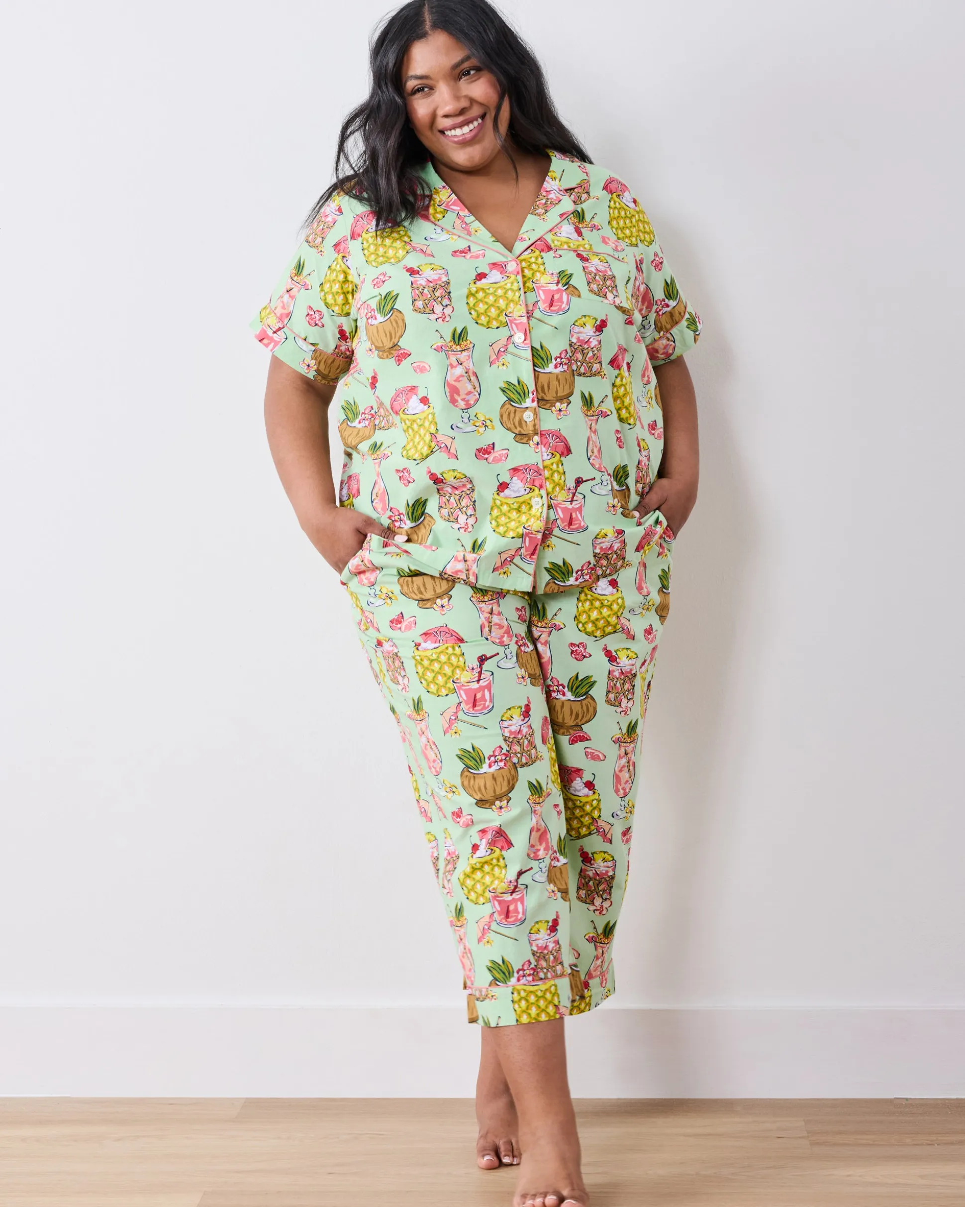Short Sleeve Top & Cropped Pants Set in Paradise Punch