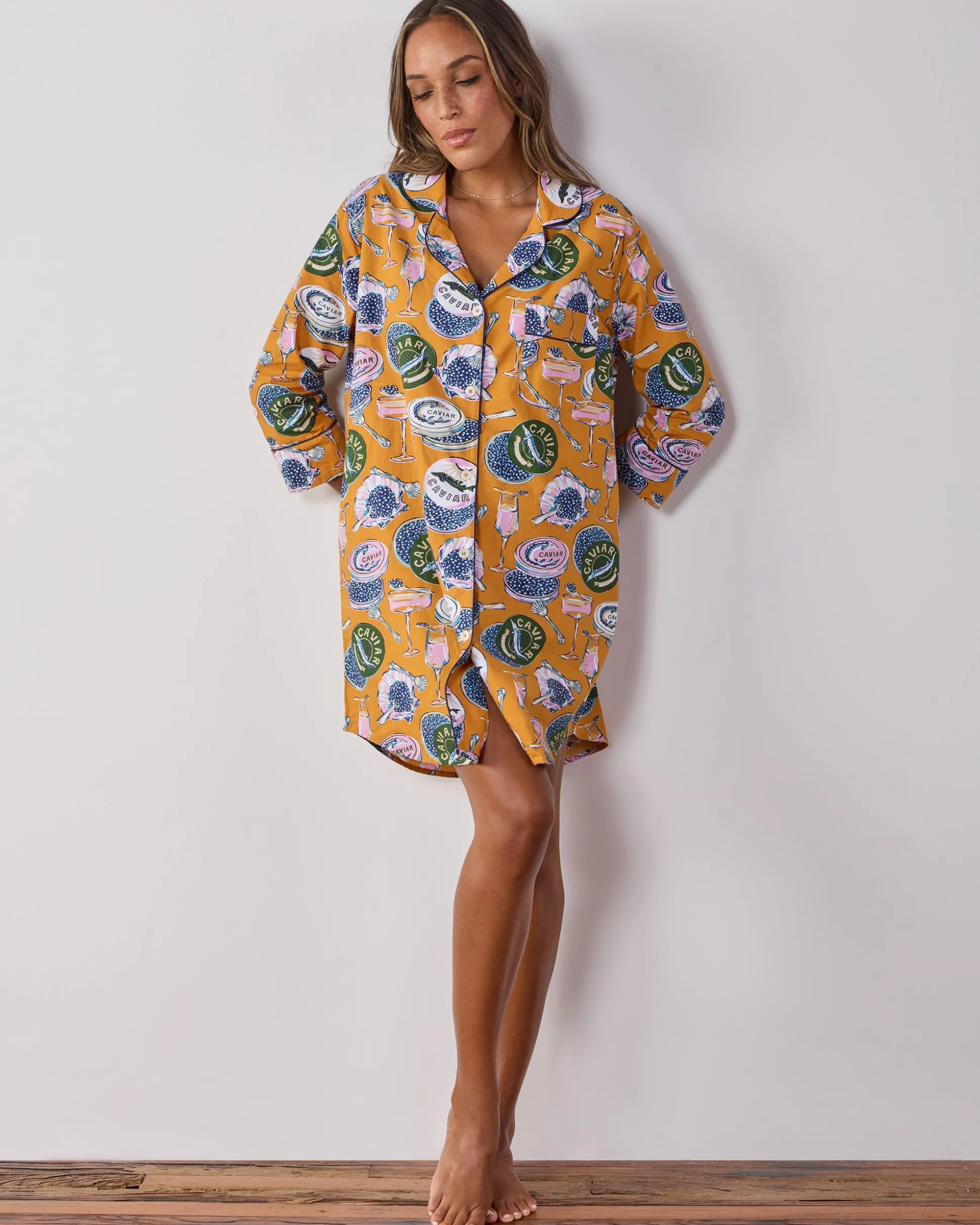 Sleep Shirt in Champagne & Caviar
