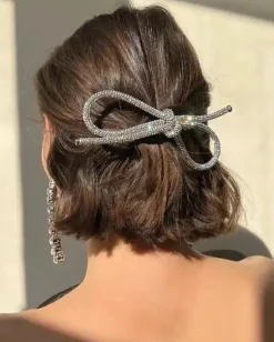 Sparkling Bow Barette in Silver