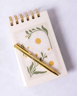 Spiral Notebook with Pen Flower Market Daisy in Cream