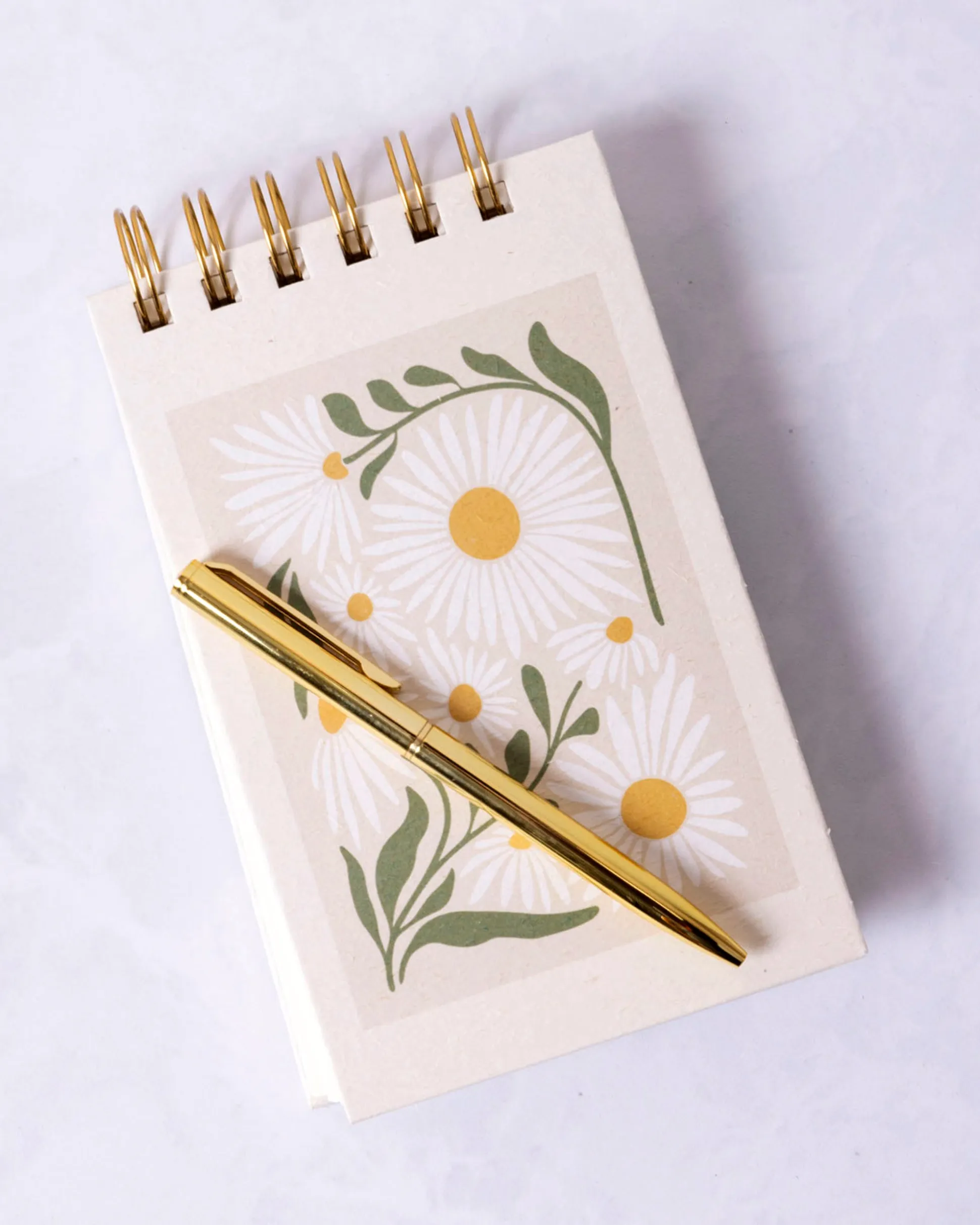 Spiral Notebook with Pen Flower Market Daisy in Cream