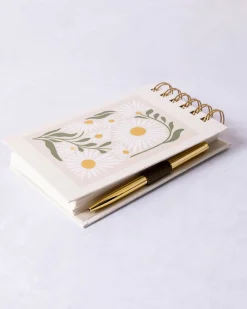 Spiral Notebook with Pen Flower Market Daisy in Cream