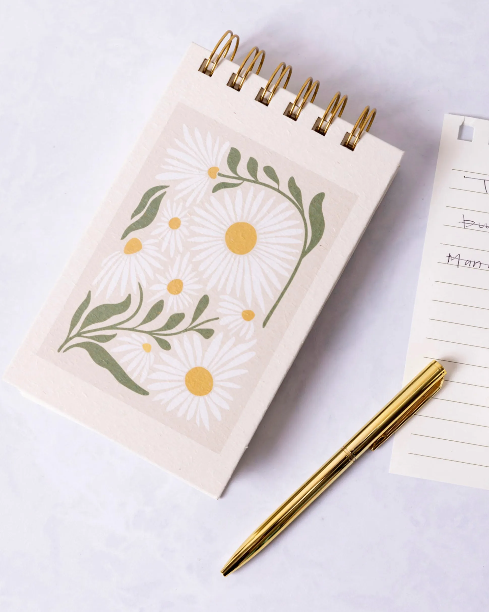 Spiral Notebook with Pen Flower Market Daisy in Cream