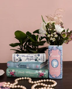 Stacked Books Planter in Light Blue