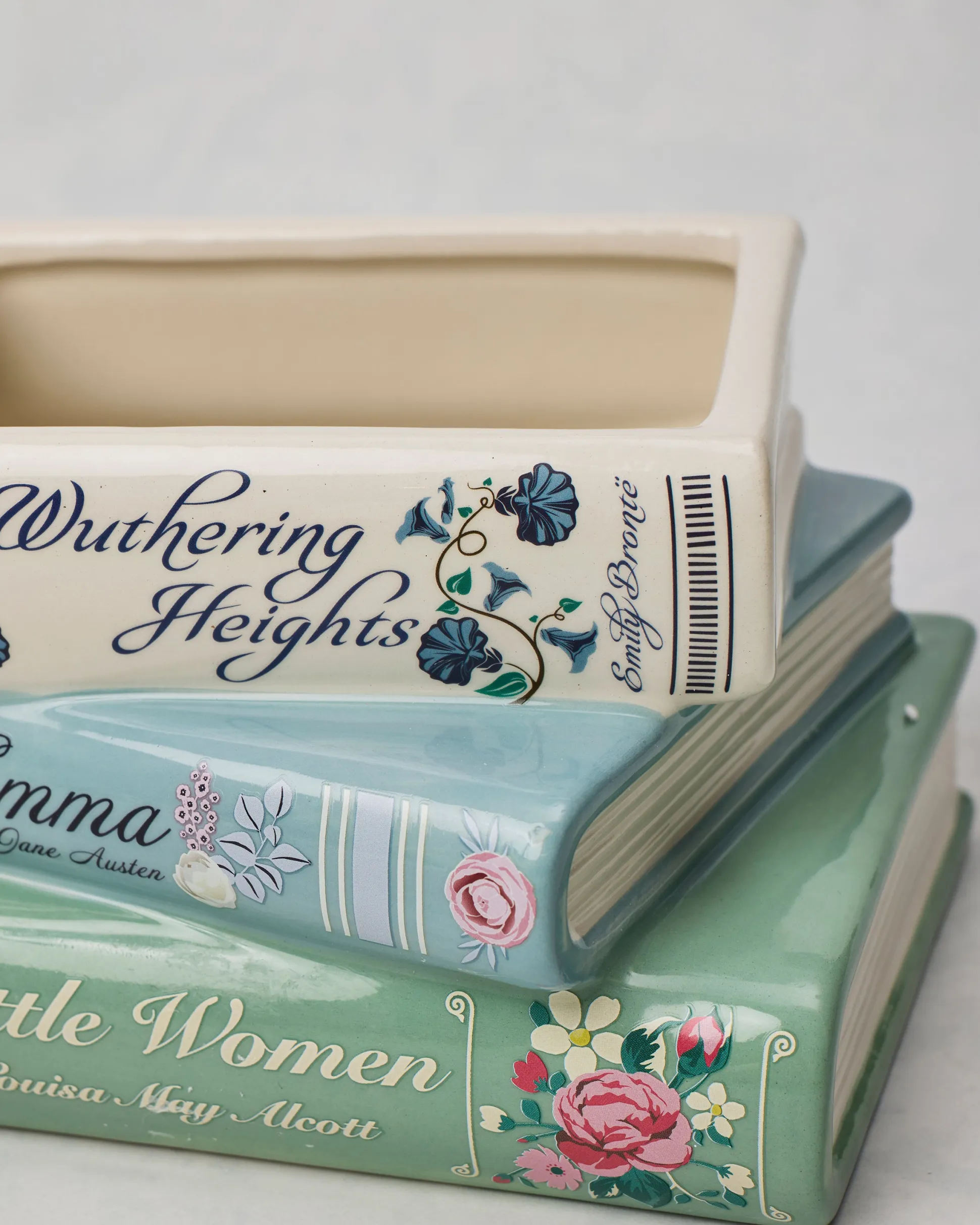 Stacked Books Planter in Light Blue