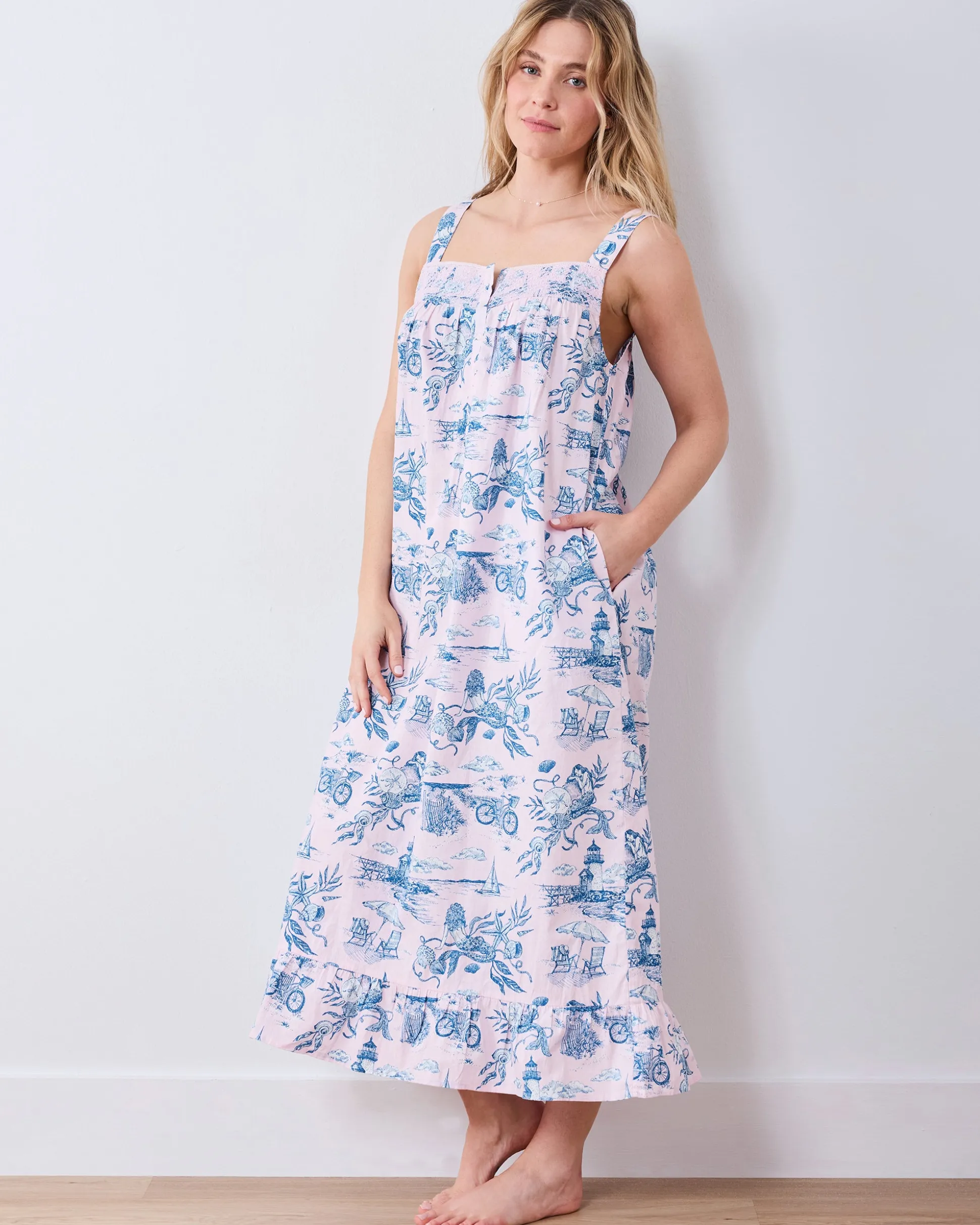 Star Lit Sky Nightgown in Mermaid Toile