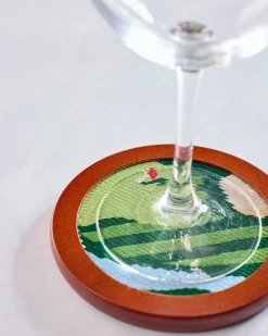 Stitched Golf Coasters in Green Combo