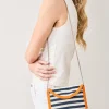 Striped Beaded Clutch in Navy