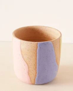 Striped Ceramic Planter in Pastel Combo