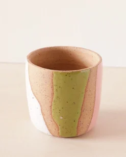 Striped Ceramic Planter in Pastel Combo