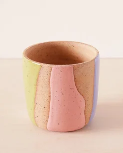 Striped Ceramic Planter in Pastel Combo