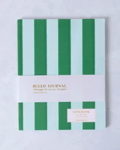 Striped Perfect Bound Journal in Green Cabana