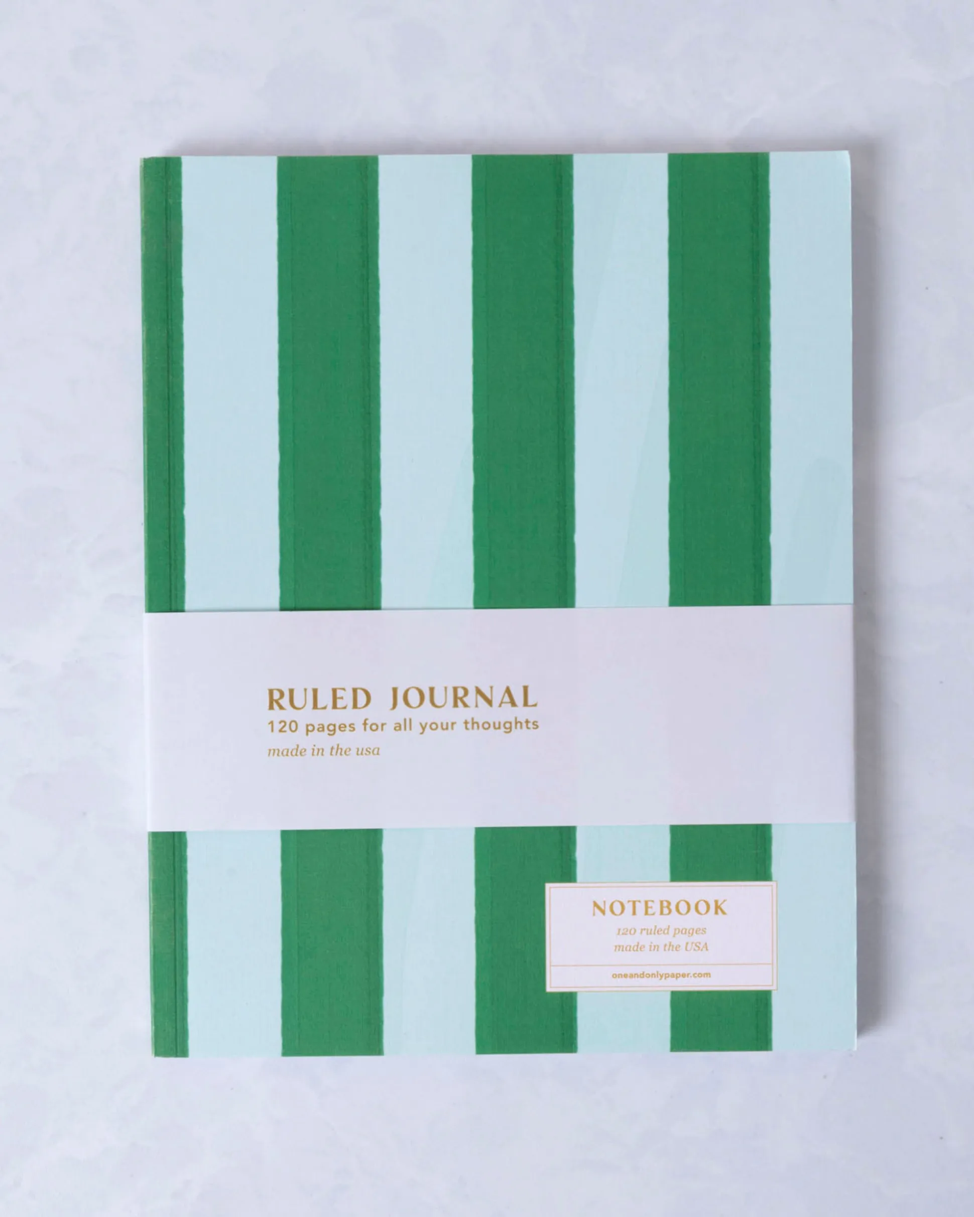 Striped Perfect Bound Journal in Green Cabana