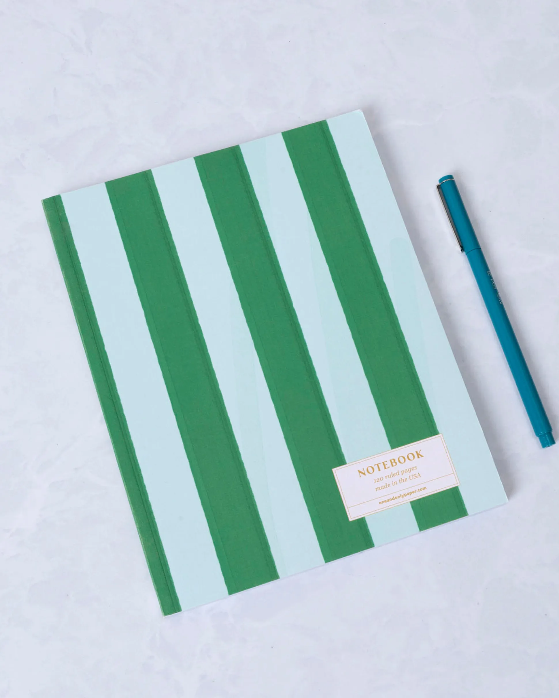 Striped Perfect Bound Journal in Green Cabana