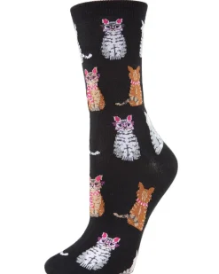 Studious Cats Bamboo Blend Crew Socks in Black Combo