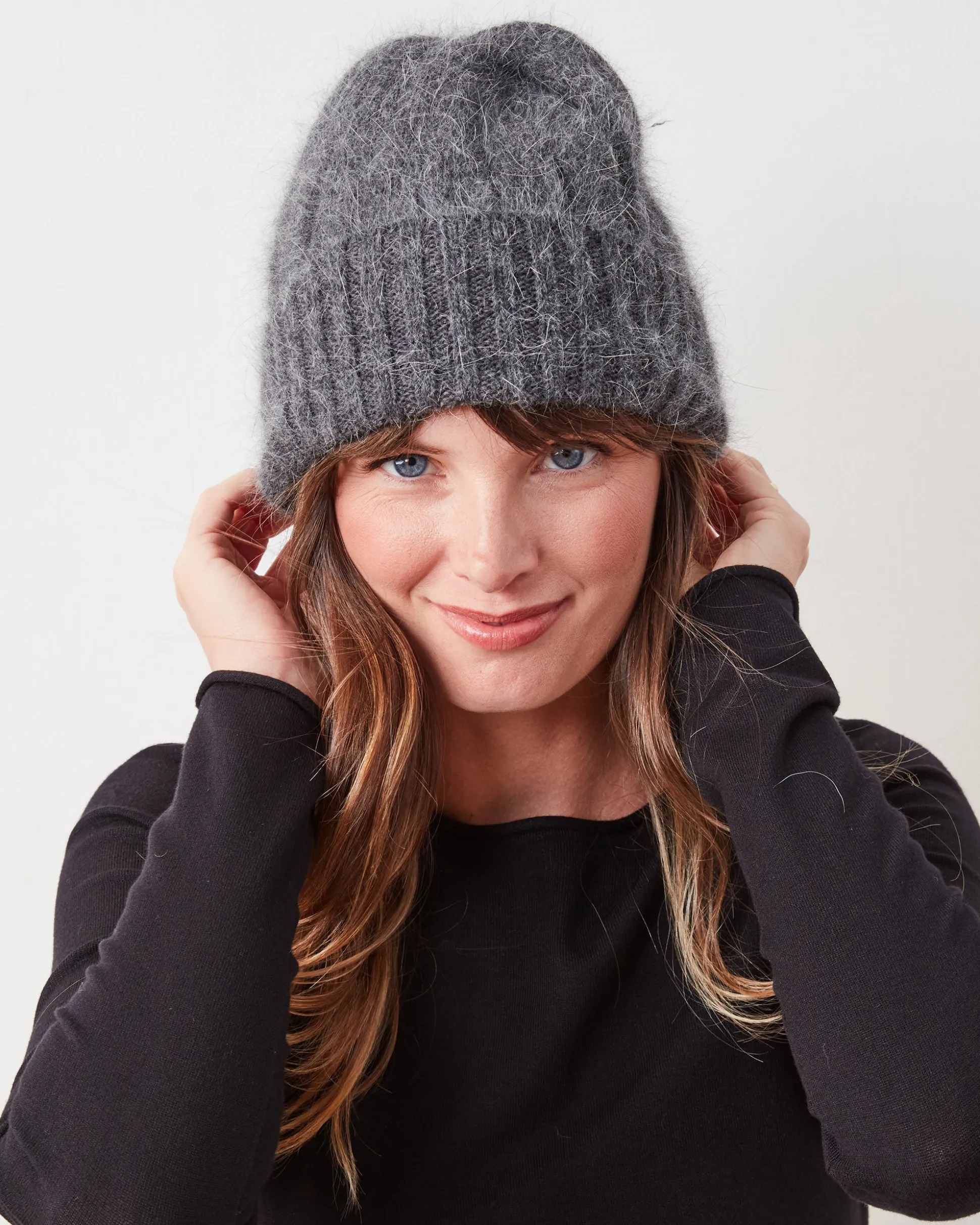 Super Soft Angora Beanie in Charcoal