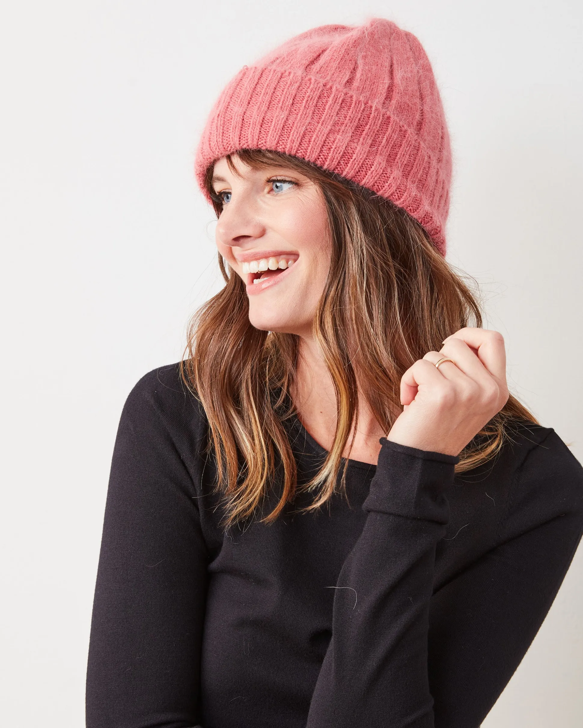 Super Soft Angora Beanie in Dark Pink