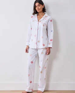 Tall Long PJ Set in Embroidered Shells
