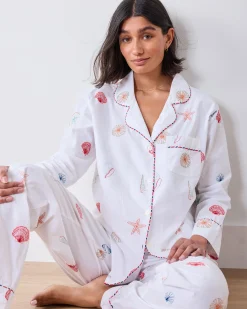 Tall Long PJ Set in Embroidered Shells