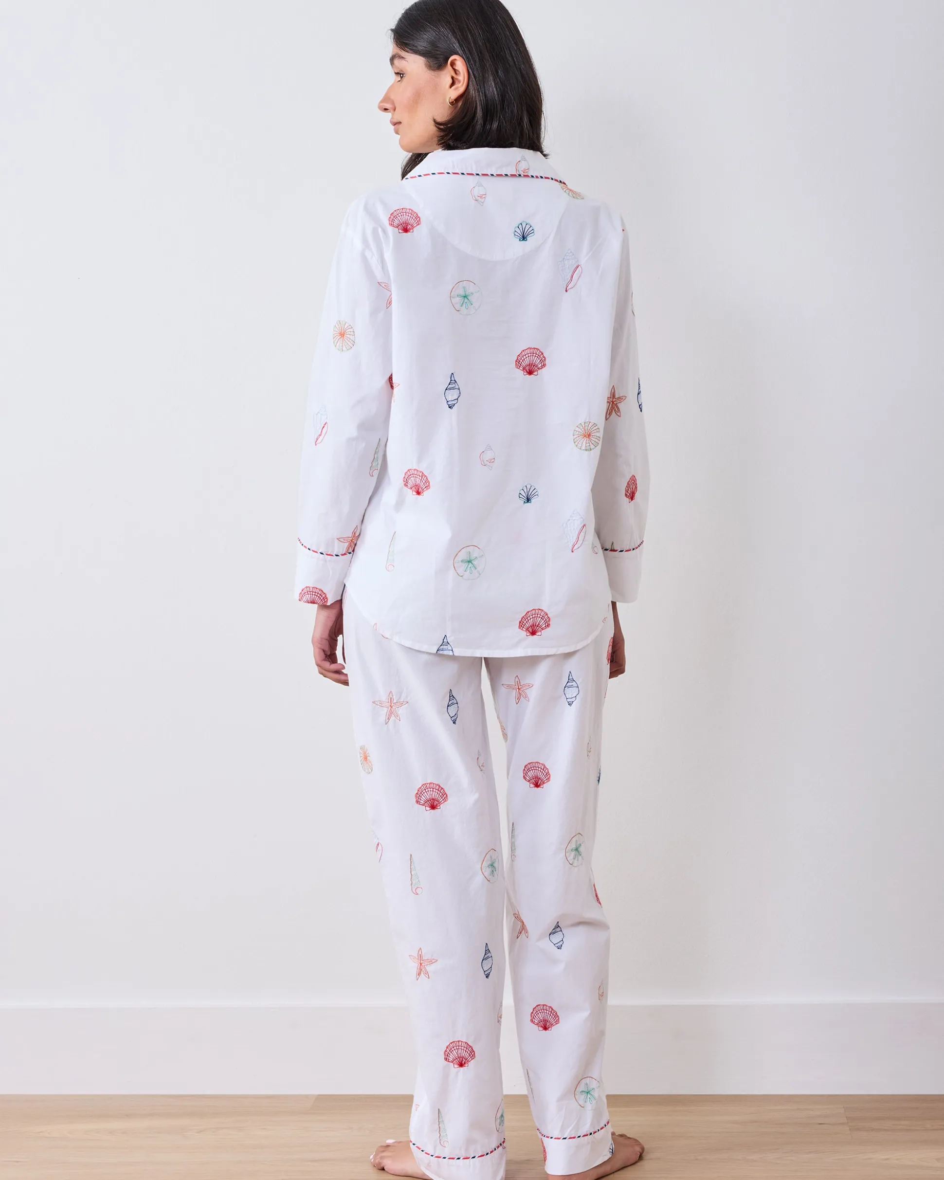 Tall Long PJ Set in Embroidered Shells