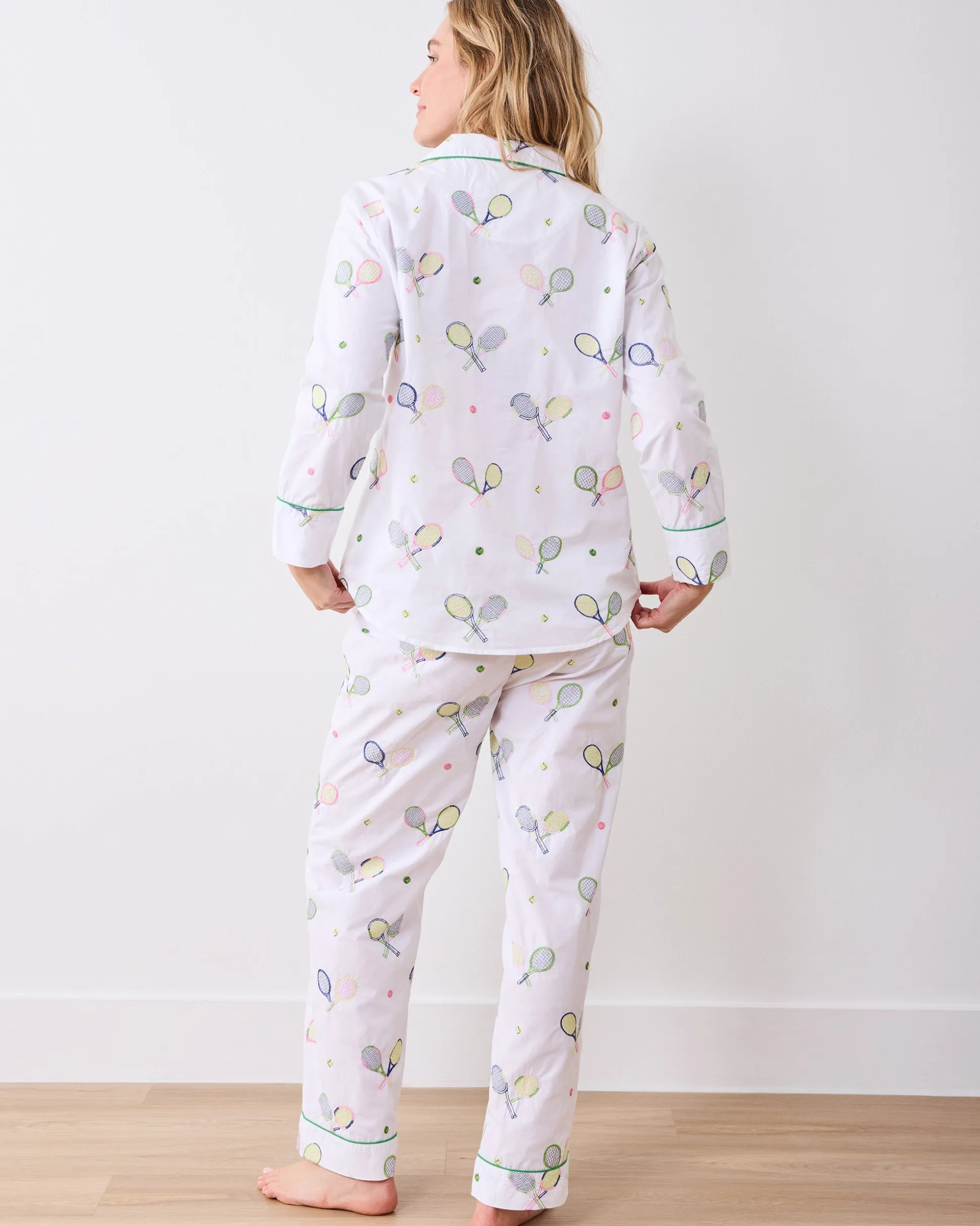 Tall Long PJ Set in Embroidered Tennis Club
