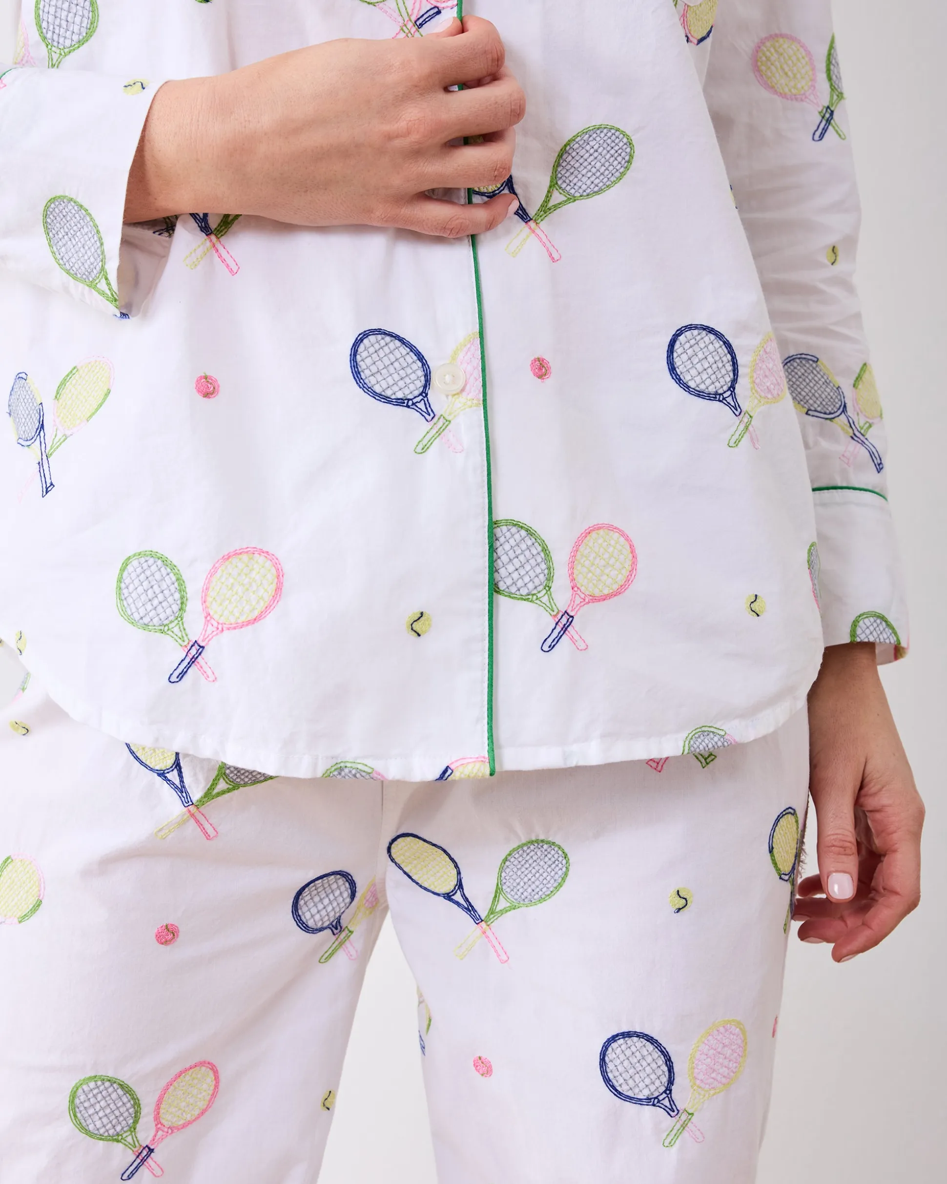 Tall Long PJ Set in Embroidered Tennis Club