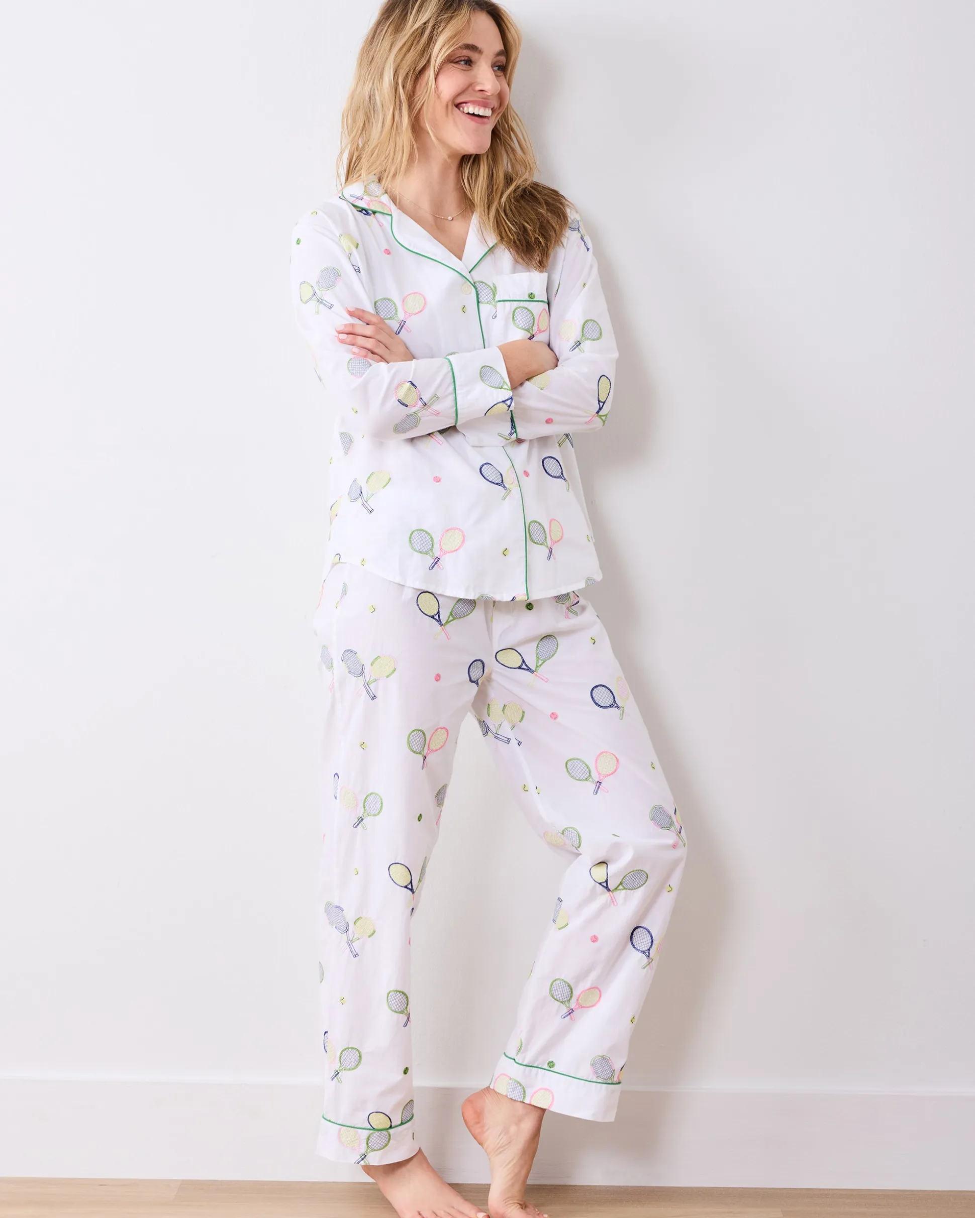 Tall Long PJ Set in Embroidered Tennis Club
