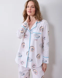 Tall Long PJ Set in Embroidered Caviar Club