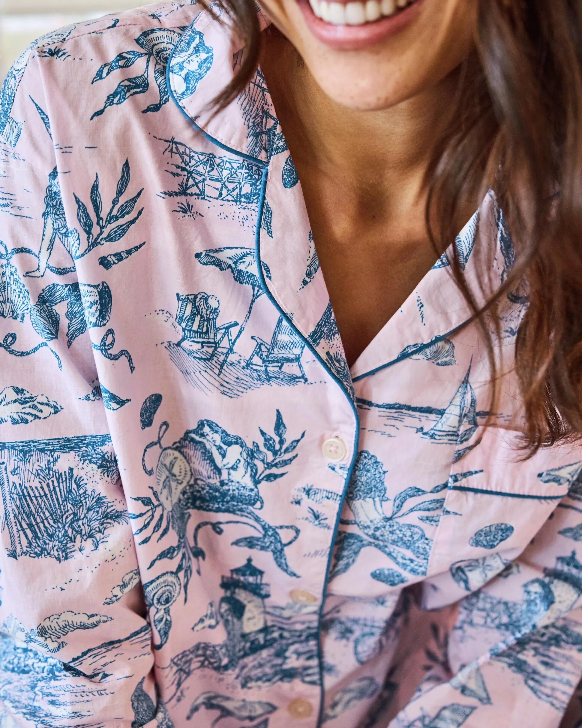 Tall Long PJ Set in Mermaid Toile
