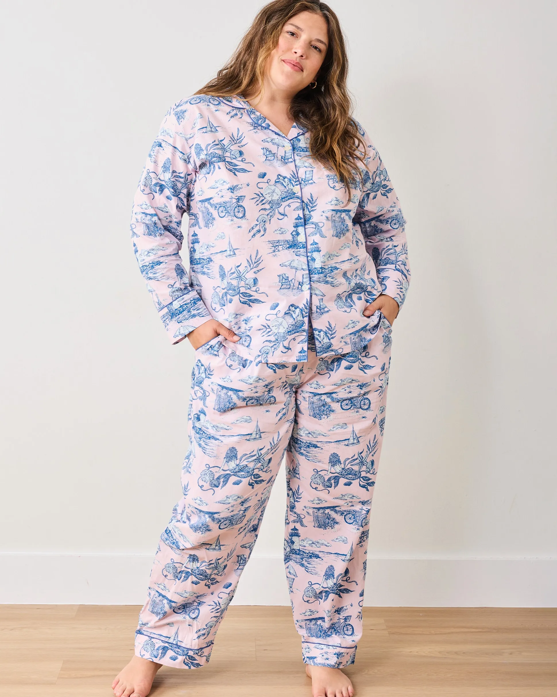 Tall Long PJ Set in Mermaid Toile