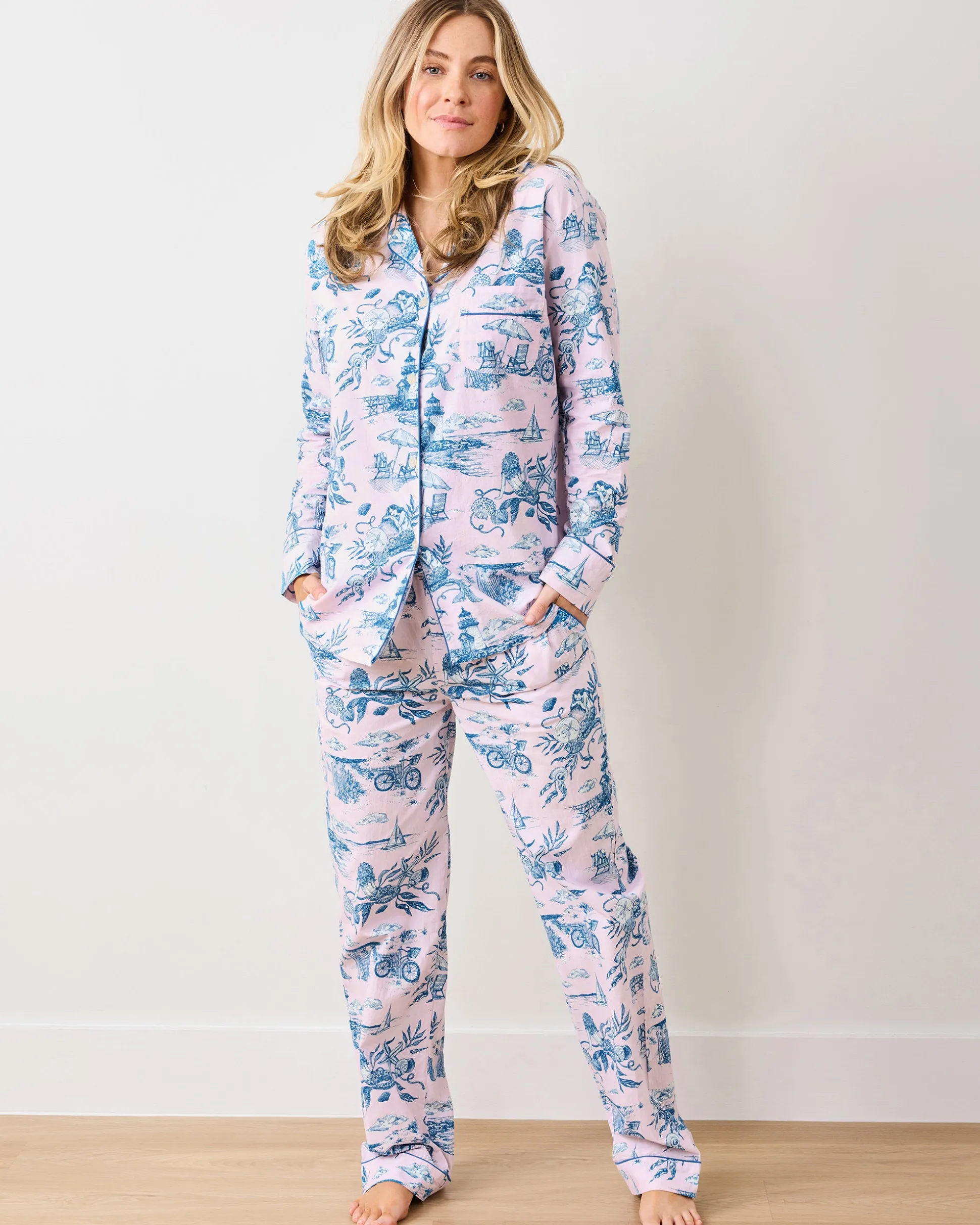 Tall Long PJ Set in Mermaid Toile