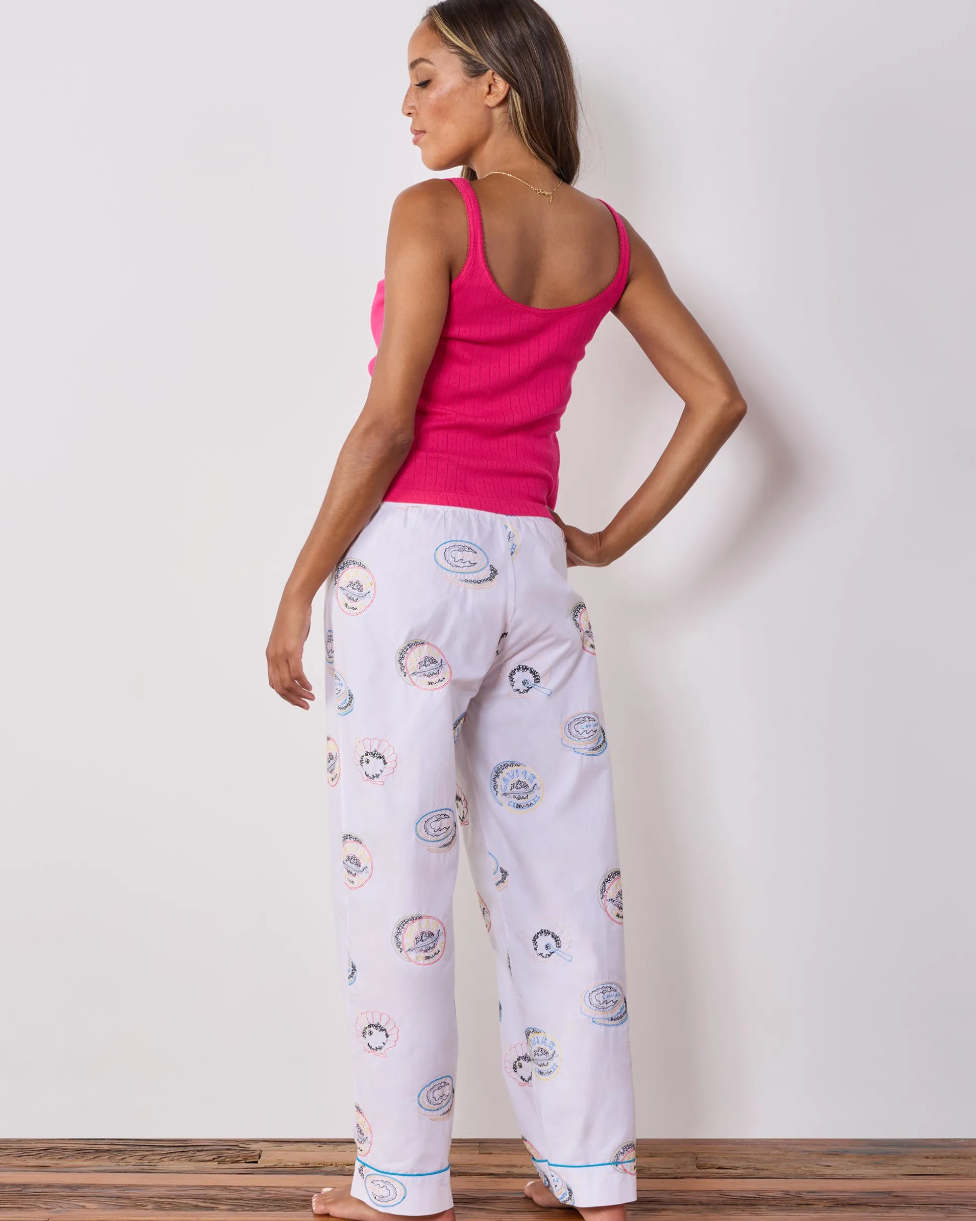 Tall PJ Pants in Embroidered Caviar Club