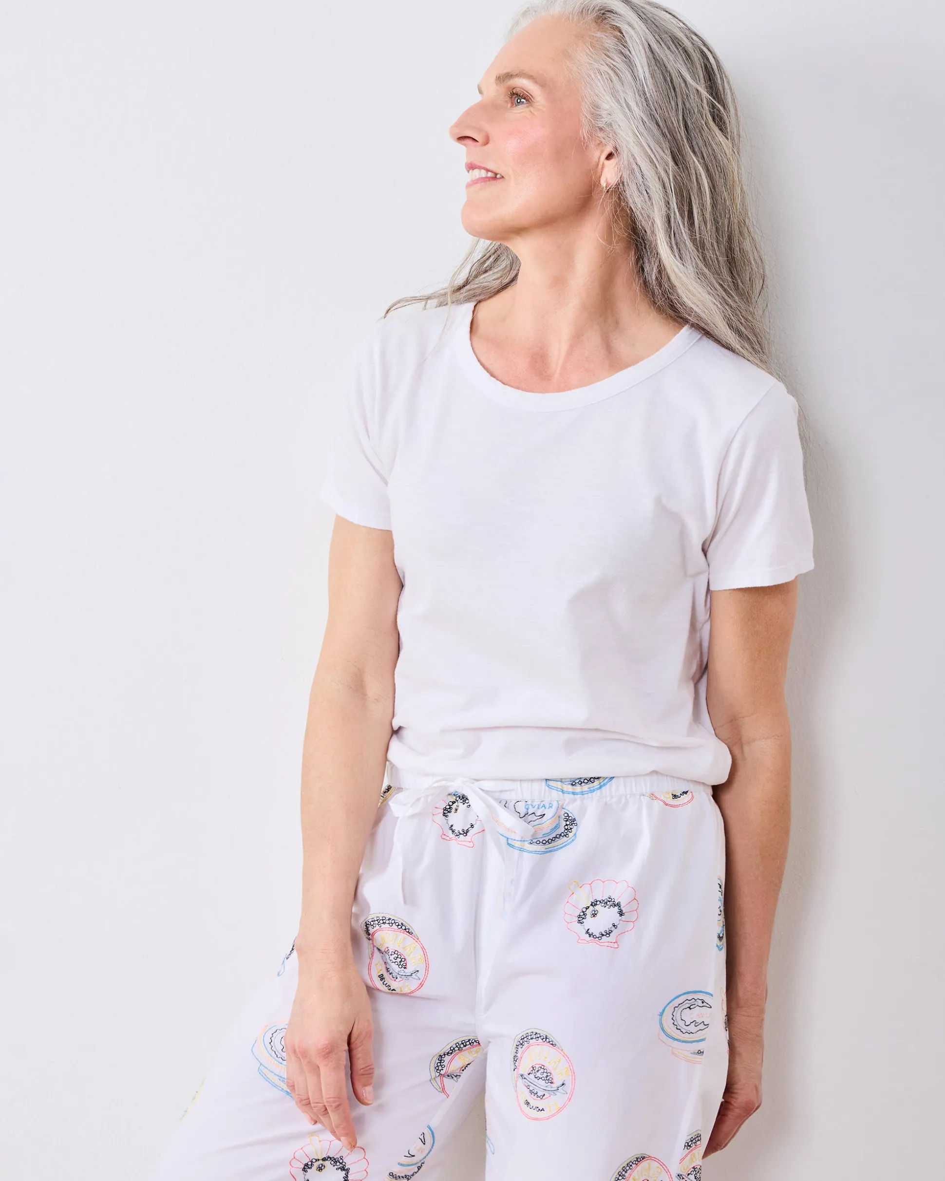 Tall PJ Pants in Embroidered Caviar Club