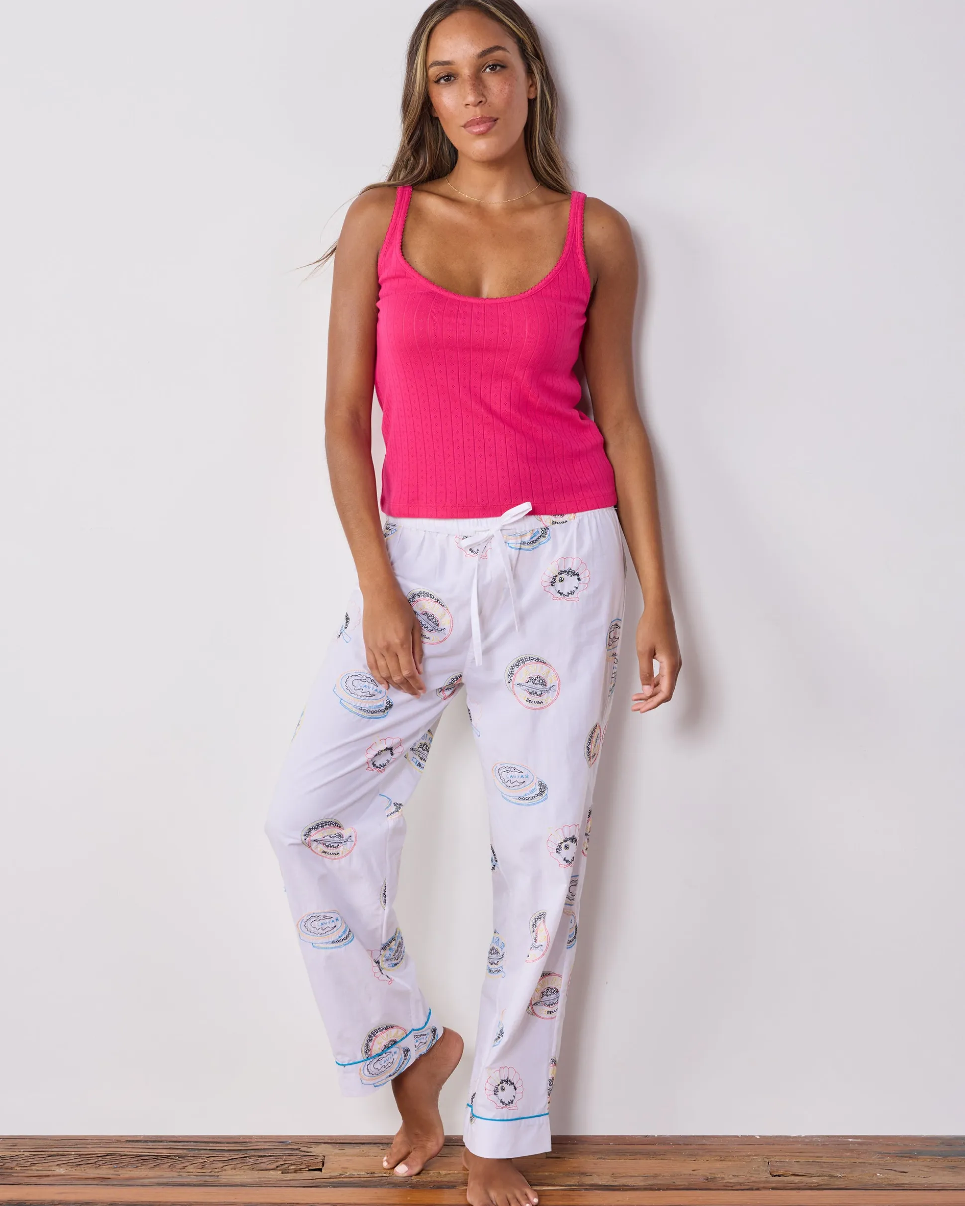 Tall PJ Pants in Embroidered Caviar Club