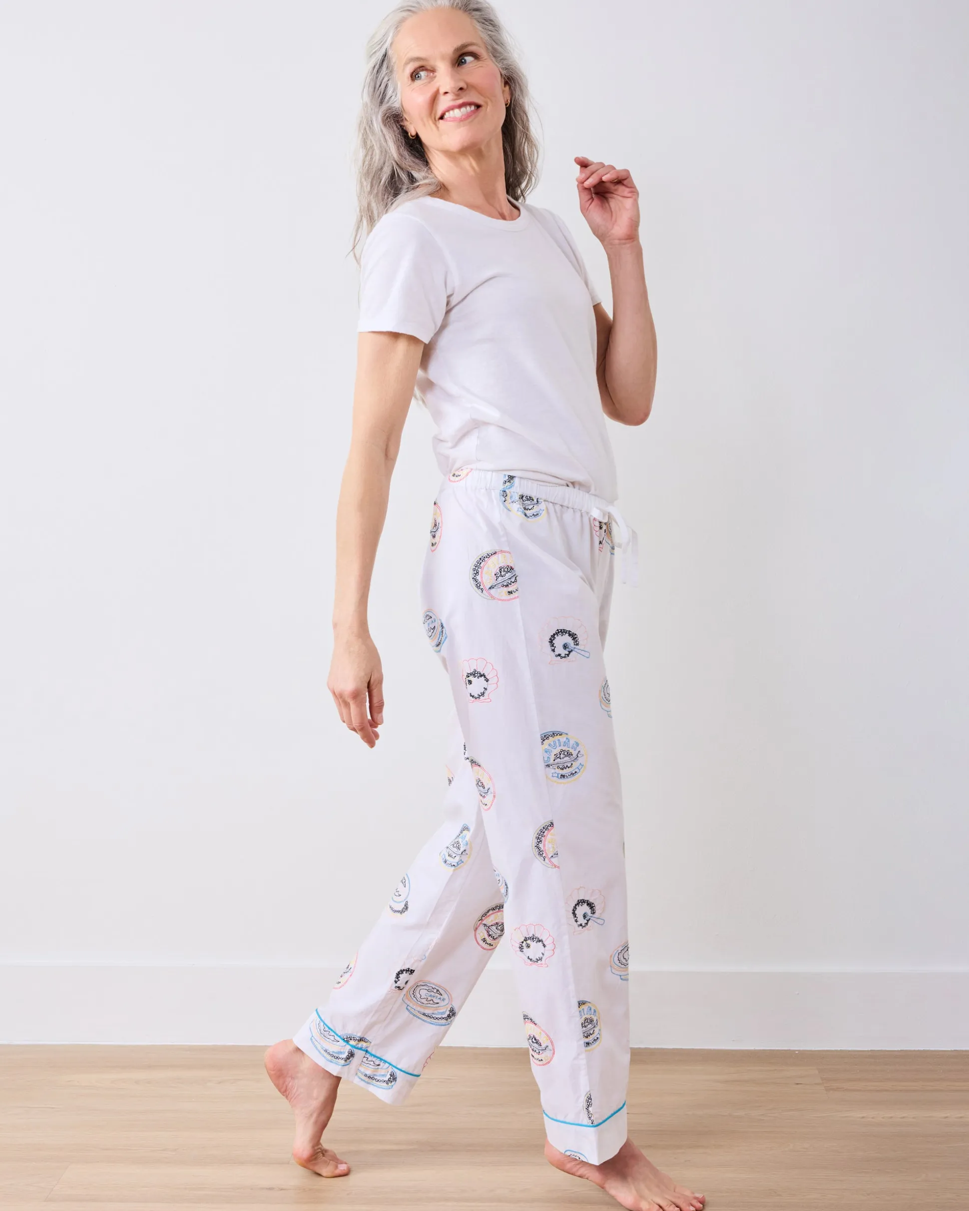 Tall PJ Pants in Embroidered Caviar Club